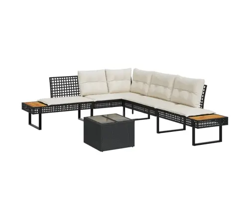 Sodo Sofos Komplektas, 2 Dalių, Juodas, Poliratanas Ir Stiklas