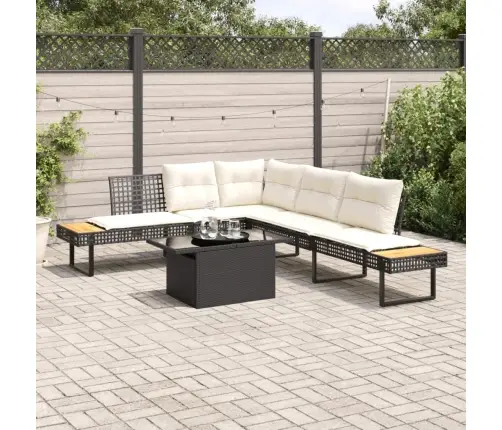 2-Daļīgs Dārza Dīvānu Komplekts, Melna Pe Rotangpalma, Stikls Vidaxl