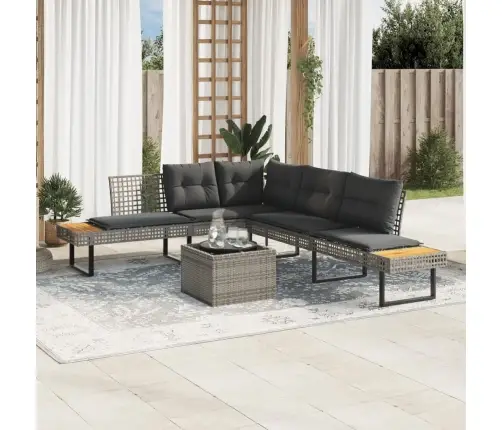 2-Daļīgs Dārza Dīvānu Komplekts, Pelēka Pe Rotangpalma, Stikls Vidaxl