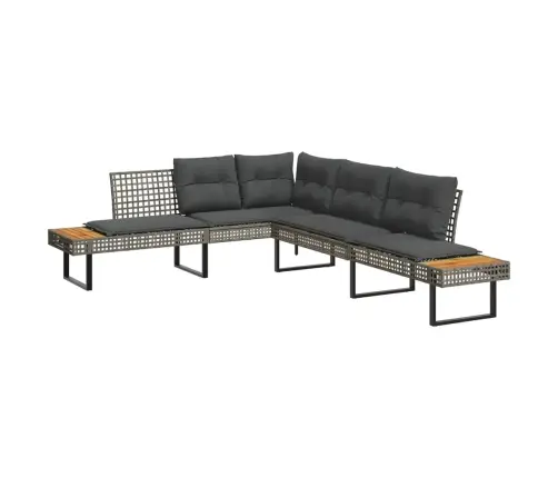 2-Daļīgs Dārza Dīvānu Komplekts, Pelēka Pe Rotangpalma, Stikls Vidaxl