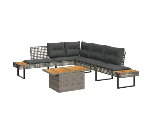 Sodo Sofos Komplektas, 2 Dalių, Pilkas, Poliratanas Ir Akacija