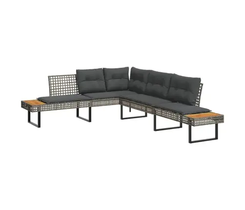 Sodo Sofos Komplektas, 2 Dalių, Pilkas, Poliratanas Ir Akacija