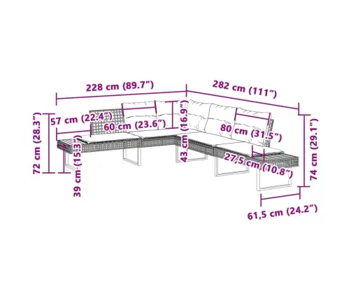 Sodo Sofos Komplektas, 2 Dalių, Pilkas, Poliratanas Ir Akacija