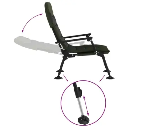 Makšķerēšanas Krēsls Ar Roku Balstiem, Saliekams, Zaļš Vidaxl