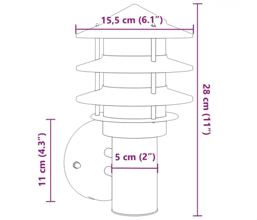 Āra Sienas Lampa, Sudrabaina, Nerūsējošs Tērauds Vidaxl