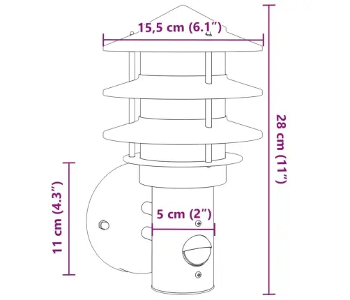 Anduriga Õue Seinavalgusti, Hõbedane, Roostevaba Teras