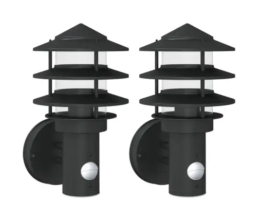 Anduriga Õue Seinavalgustid 2 Tk, Must, Roostevaba Teras