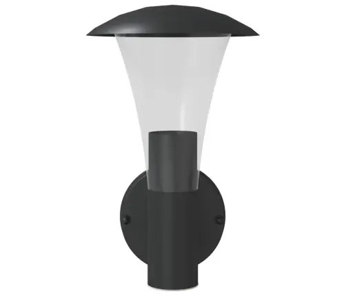 Āra Sienas Lampa, Melns, Nerūsējošs Tērauds Vidaxl