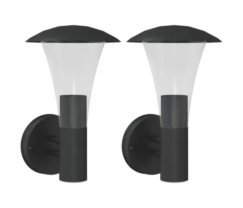 Āra Sienas Lampas, 2 Gab., Melns, Nerūsējošs Tērauds Vidaxl