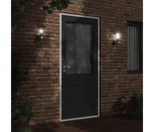 Āra Sienas Lampas Ar Sensoru, 2 Gab., Melns, Nerūsējošs Tērauds Vidaxl