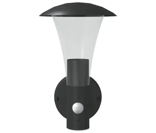 Āra Sienas Lampas Ar Sensoru, 2 Gab., Melns, Nerūsējošs Tērauds Vidaxl