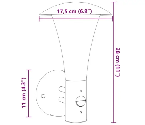 Āra Sienas Lampas Ar Sensoru, 2 Gab., Melns, Nerūsējošs Tērauds Vidaxl