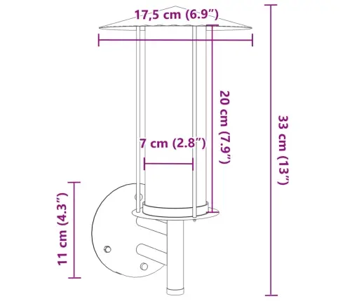 Āra Sienas Lampa, Sudrabaina, Nerūsējošs Tērauds Vidaxl