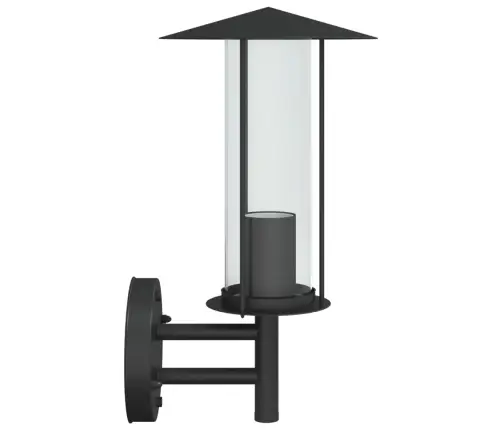 Āra Sienas Lampa, Melns, Nerūsējošs Tērauds Vidaxl