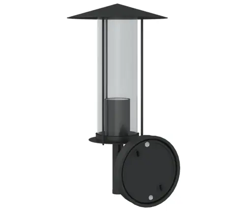 Āra Sienas Lampa, Melns, Nerūsējošs Tērauds Vidaxl