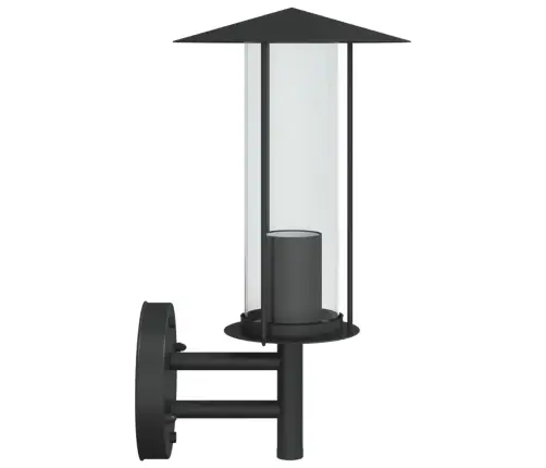 Āra Sienas Lampas, 2 Gab., Melns, Nerūsējošs Tērauds Vidaxl