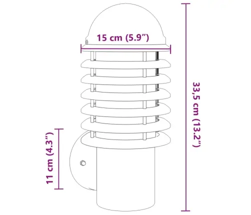 Āra Sienas Lampa, Sudrabaina, Nerūsējošs Tērauds Vidaxl