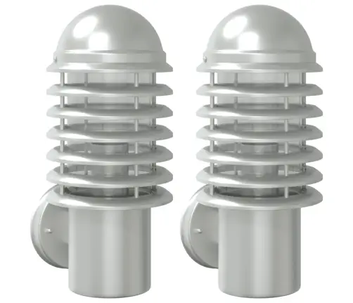 Āra Sienas Lampas, 2 Gab., Sudraba Krāsa, Nerūsējošs Tērauds Vidaxl