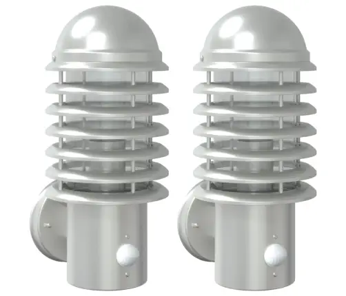 Āra Sienas Lampas Ar Sensoru, 2 Gab., Nerūsējošs Tērauds Vidaxl