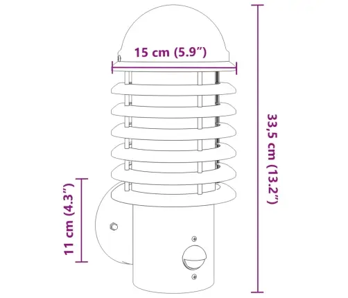 Āra Sienas Lampas Ar Sensoru, 2 Gab., Nerūsējošs Tērauds Vidaxl