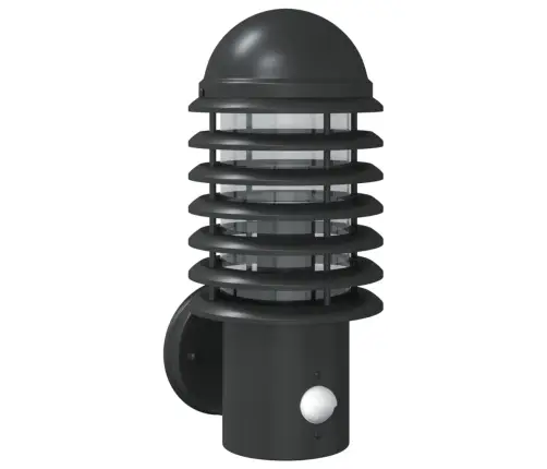Āra Sienas Lampa Ar Sensora, Melns, Nerūsējošais Tērauds Vidaxl