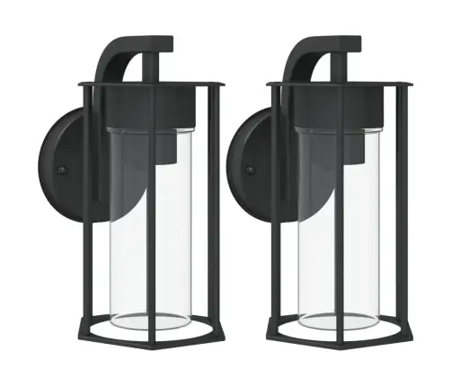 Āra Sienas Lampas, 2 Gab., Melns, Nerūsējošs Tērauds Vidaxl