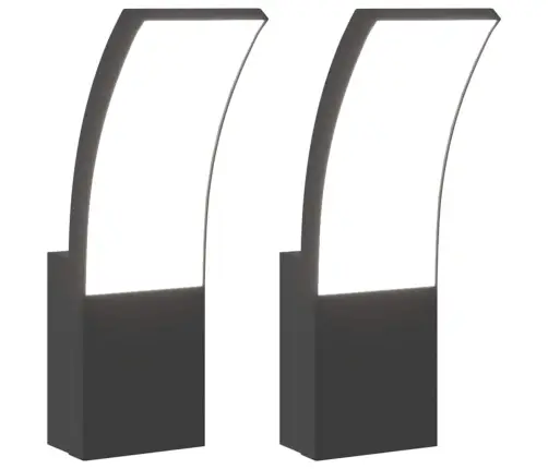 Āra Led Sienas Lampas, 2 Gab., Melnas, Liets Alumīnijs Vidaxl