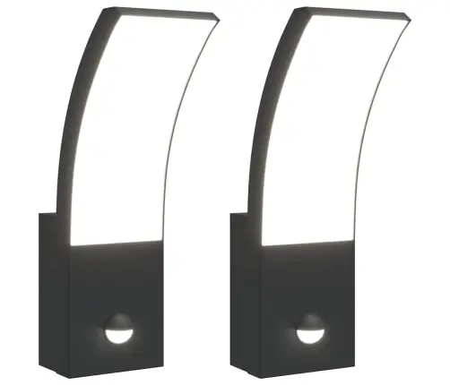 Anduriga Õue Led-Seinavalgustid 2 Tk, Must, Survealumiinium