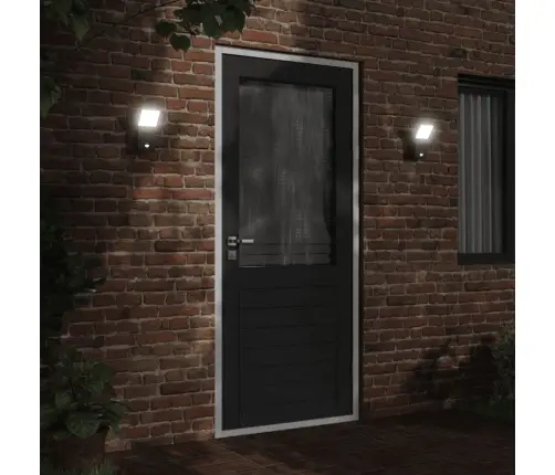 Āra Led Sienas Lampas Ar Sensoru 2 Gab. Melns Liets Alumīnijs Vidaxl