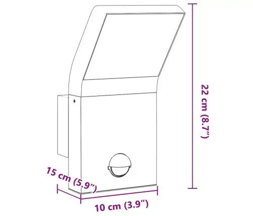 Āra Led Sienas Lampas Ar Sensoru 2 Gab. Melns Liets Alumīnijs Vidaxl