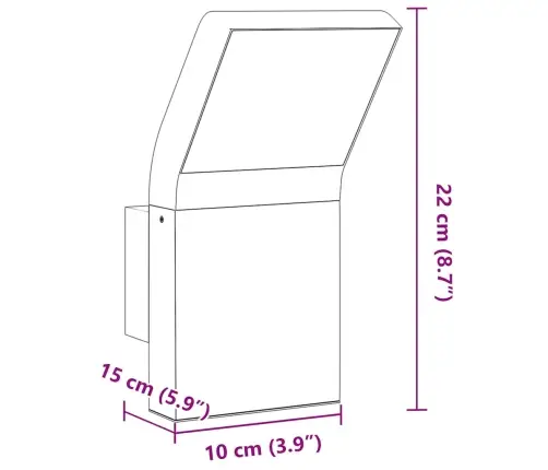 Āra Led Sienas Lampa, Balta, Liets Alumīnijs Vidaxl