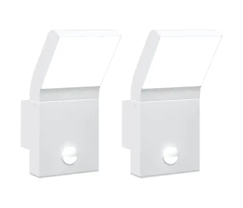 Āra Led Sienas Lampas Ar Sensoru 2 Gab. Balta Liets Alumīnijs Vidaxl