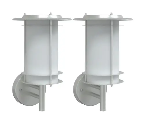 Õue Seinavalgustid 2 Tk, Hõbedane, Roostevaba Teras