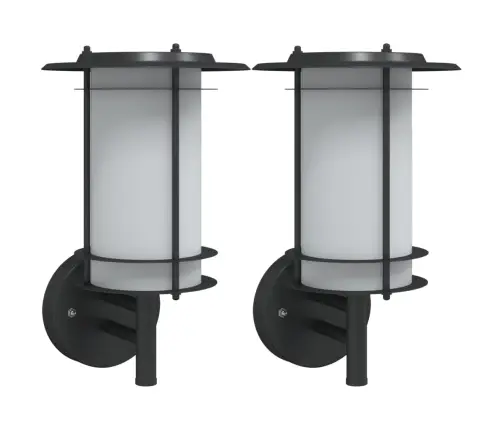 Āra Sienas Lampas, 2 Gab., Melns, Nerūsējošs Tērauds Vidaxl