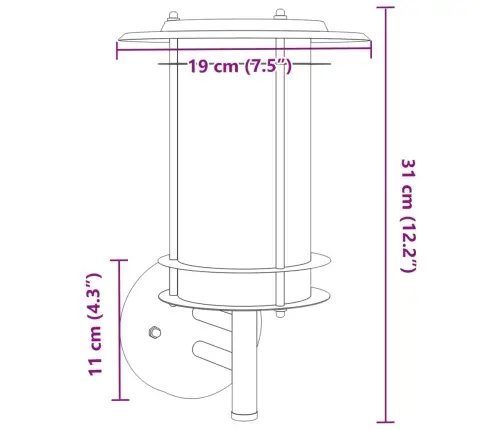 Āra Sienas Lampas, 2 Gab., Melns, Nerūsējošs Tērauds Vidaxl