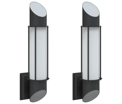 Āra Sienas Lampas, 2 Gab., Melns, Nerūsējošs Tērauds Vidaxl