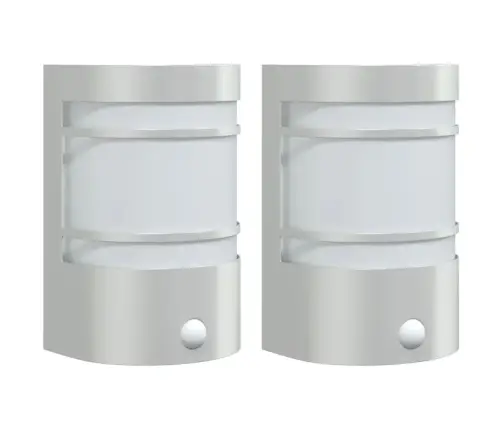 Lauko Šviestuvai Su Jutikliais, 2Vnt., Sidabriniai, Plienas