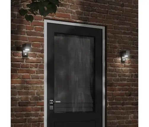 Āra Sienas Lampa Ar Sensora, Melns, Liets Alumīnijs Vidaxl