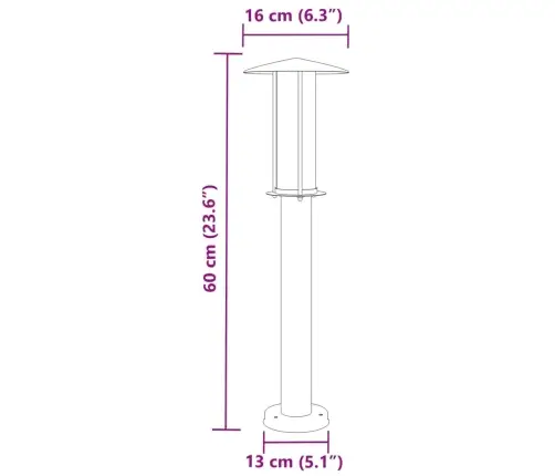 Āra Zemes Lampa, Sudrabaina, 60 Cm, Nerūsējošs Tērauds Vidaxl