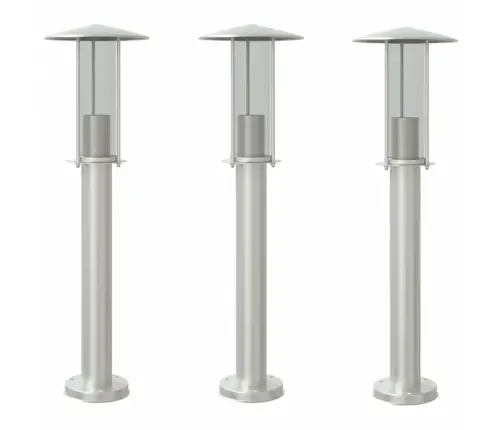 Lauko Šviestuvas, 3Vnt., Sidabrinis, 60cm Nerūdijantis Plienas