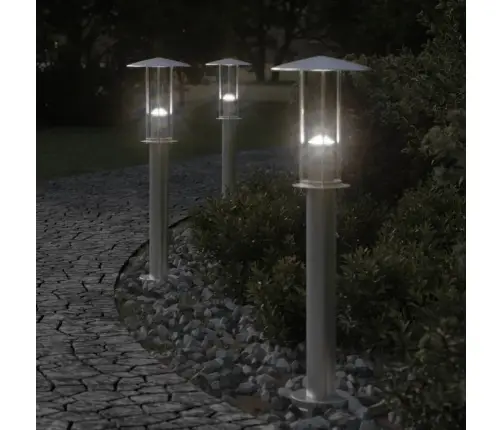 Lauko Šviestuvas, 3Vnt., Sidabrinis, 60cm Nerūdijantis Plienas