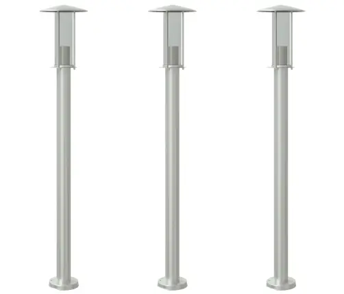 Āra Zemes Lampas, 3 Gb., Sudrabaina, 100 Cm, Nerūsējošs Tērauds Vidaxl