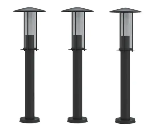 Āra Zemes Lampas, 3 Gb., Melnas, 60 Cm, Nerūsējošs Tērauds Vidaxl