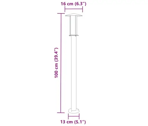 Õue Lambipostid 3 Tk, Must, 100 cm Roostevaba Teras