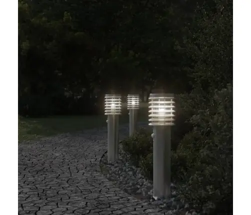 Āra Zemes Lampa Ar Sensora Sudrabaina 60 Cm Nerūsējošs Tērauds Vidaxl