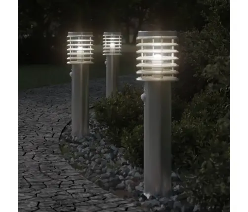 Āra Zemes Lampa Ar Sensora Sudrabaina 60 Cm Nerūsējošs Tērauds Vidaxl