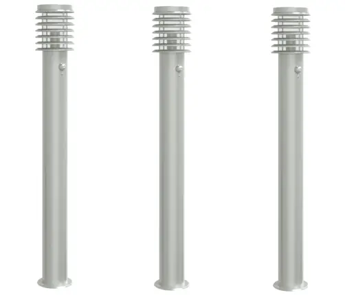 Āra Zemes Lampas, 3 Gb., Sudrabaina, 110 Cm, Nerūsējošs Tērauds Vidaxl