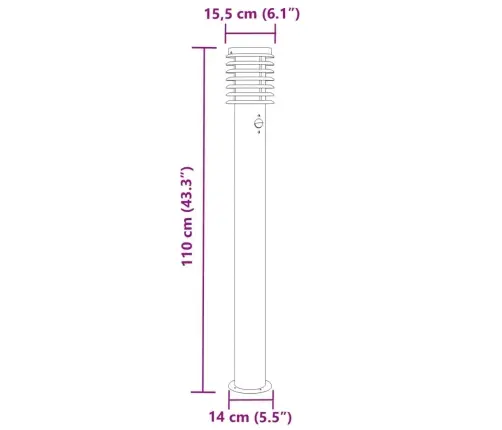 Āra Zemes Lampas Ar Sensora, 3 Gb., 110 Cm, Nerūsējošs Tērauds Vidaxl