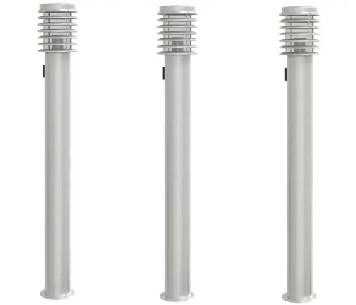 Pistikupesaga Õue Lambipostid 3 Tk, Hõbedane, 110 cm Teras