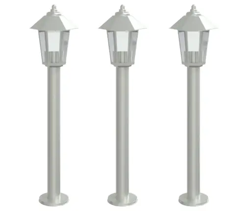 Āra Zemes Lampas, 3 Gb., Sudrabaina, 80 Cm, Nerūsējošs Tērauds Vidaxl